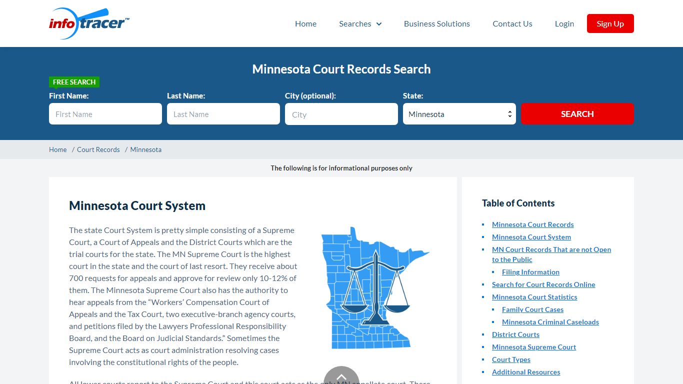 Search Minnesota Court Records By Name Online - InfoTracer